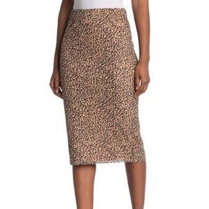 AFRM Mesh Knee Length Skirt in Leopard Animal Print Size Small